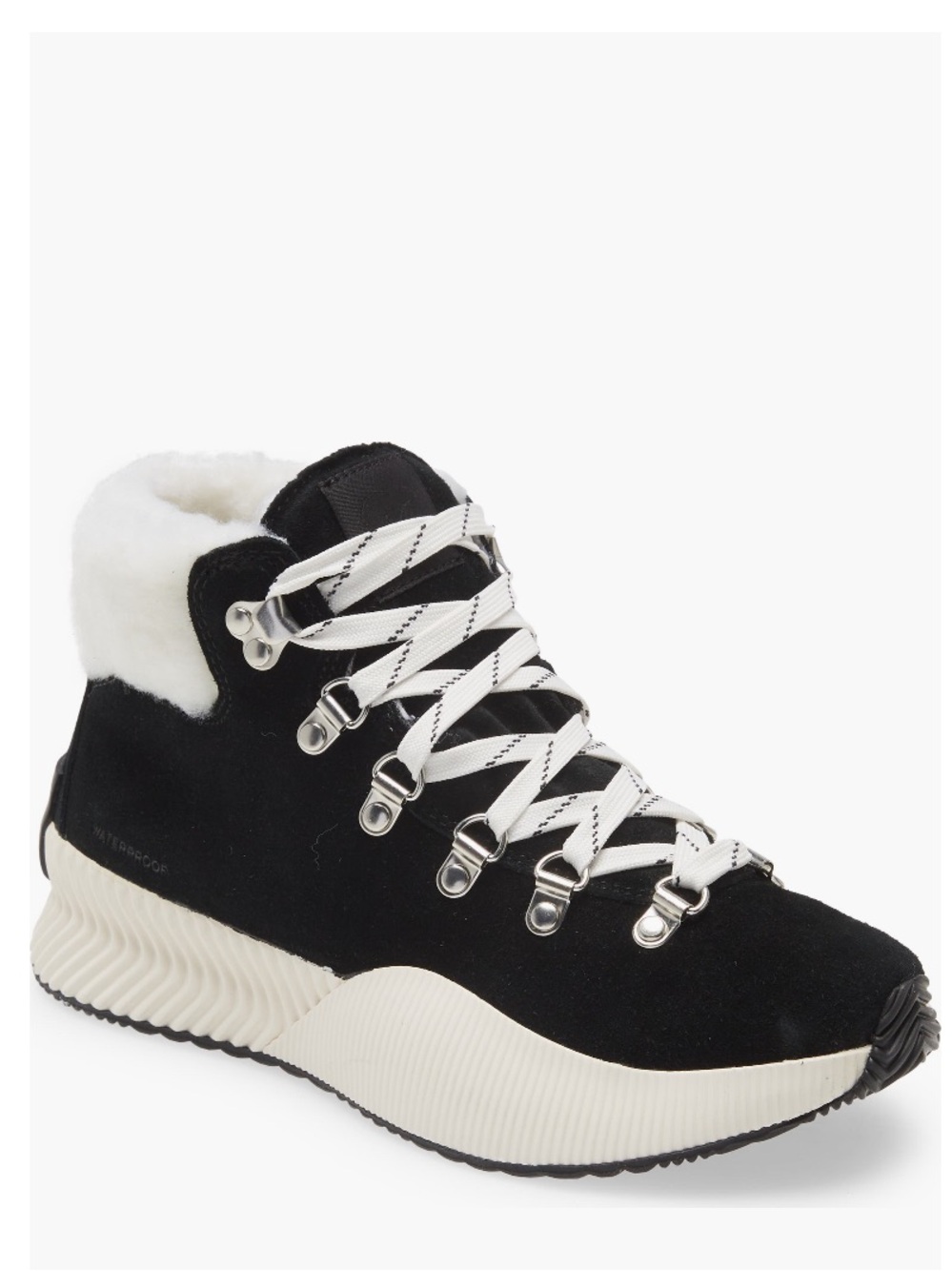 Sorel Out N' About Conquest Waterproof Shearling Boot, Size 11, Black/White, NWT